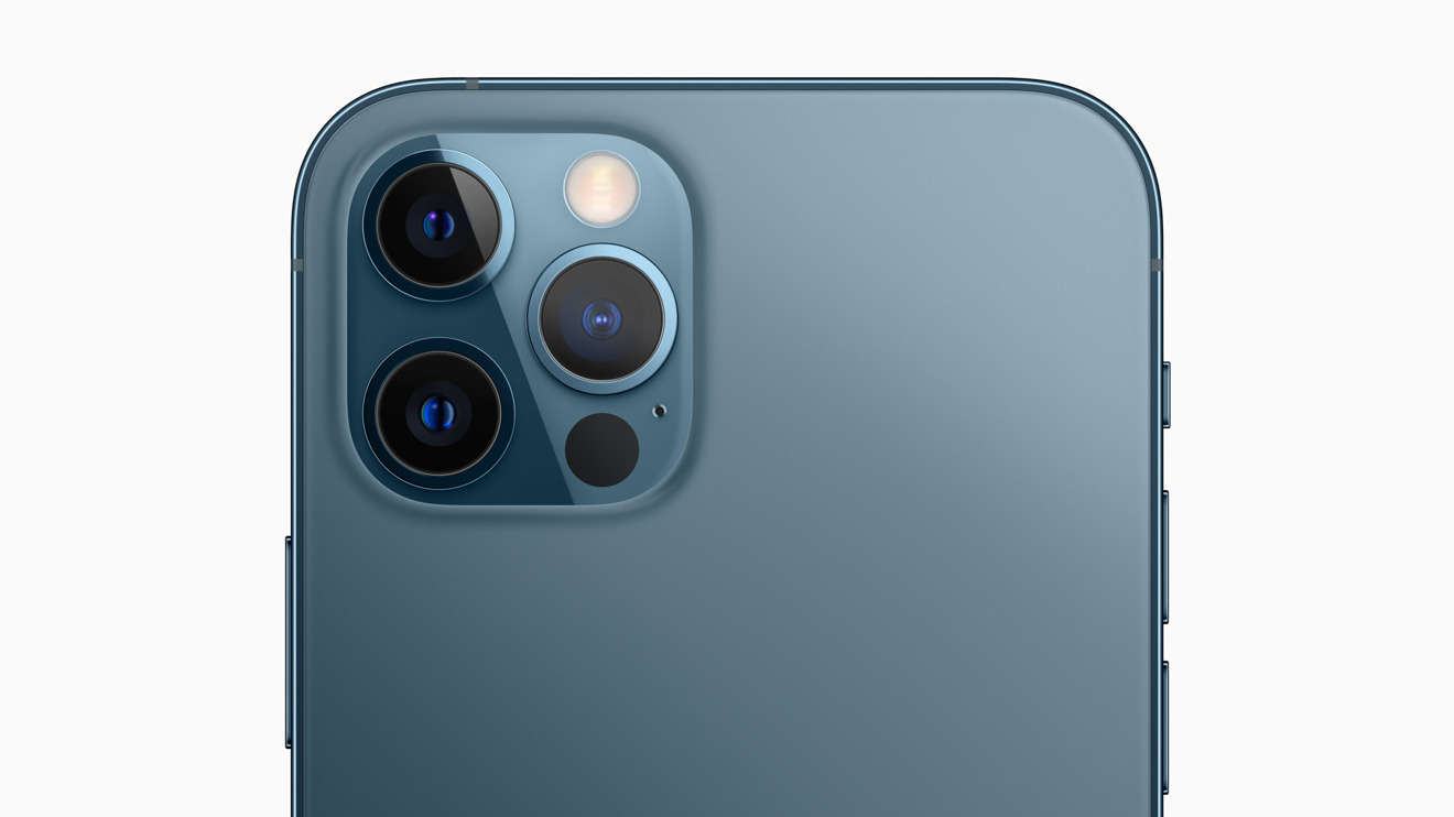 The three cameras on the iPhone 12 Pro, as well as the new LiDAR sensor