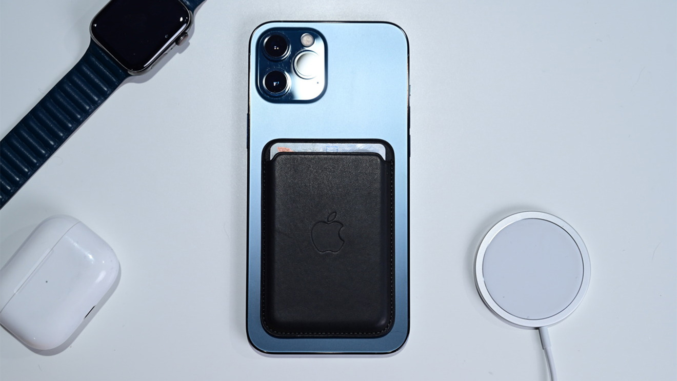 Apple's magnetic wallet snaps onto the back of an iPhone 12 or official case