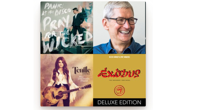 Tim Cook (inset) in the Apple Music poster image for his playlist