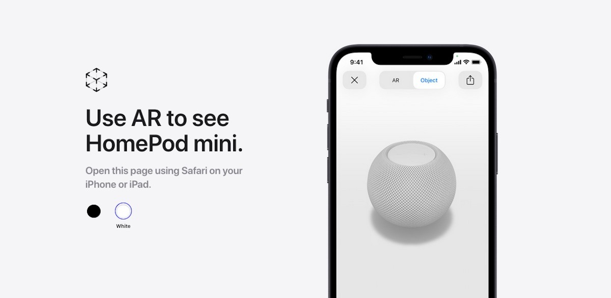 机の上の iPhone 12、HomePod mini を AR で見る方法