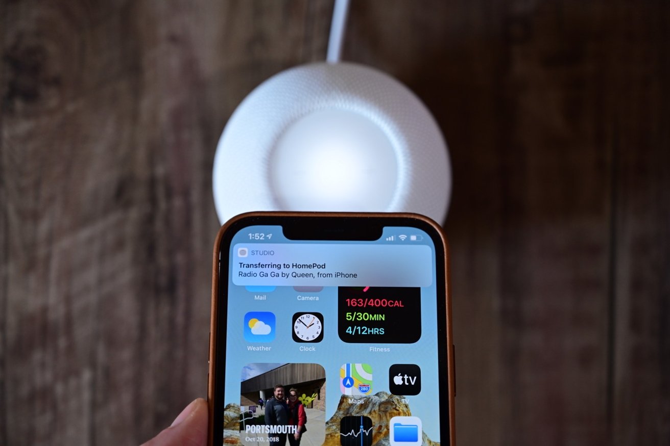 You can still hand off music by moving an iPhone nearby the HomePod mini.