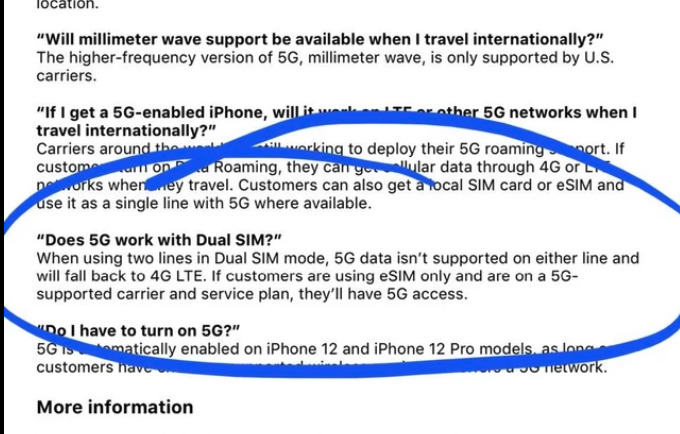Screenshot of Apple's reported carrier information document (Source: Reddit)