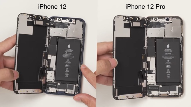 iPhone 12 comparado con el iPhone 12 Pro por dentro: Llevan exactamente la  misma batería de 2815 mAh