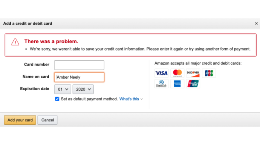 Amazon glitch removes Apple Card as payment method [u