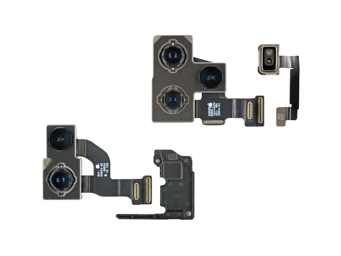 The iPhone 12 and Pro cameras, as well as a camera spacer [via iFixit]