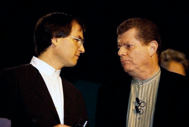 Steve Jobs with his predecessor as CEO, Gil Amelio