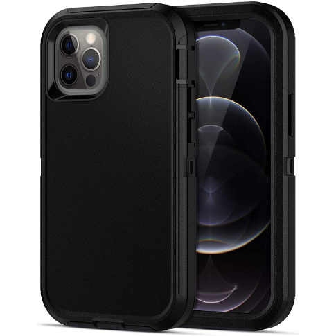 iPhone 12 Pro Case Armor Shockproof Dustproof Snowproof Full Body Cover Aluminium Bumper Hybrid Built-in Soft Rubber KumWum Military Grade Protector for iPhone 12 Black
