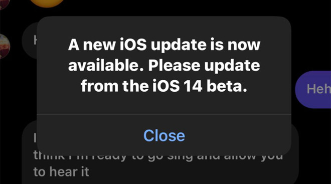 iOS 14 Beta Notification