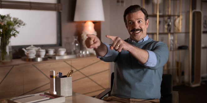 Jason Sudeikis as coach Ted Lasso on