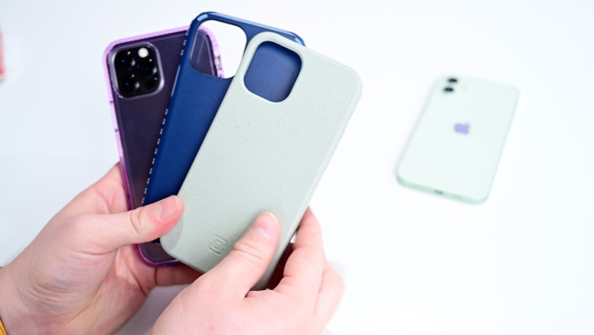 Incipio Slim, Grip, and Organicore cases for iPhone 12 (from left to right)