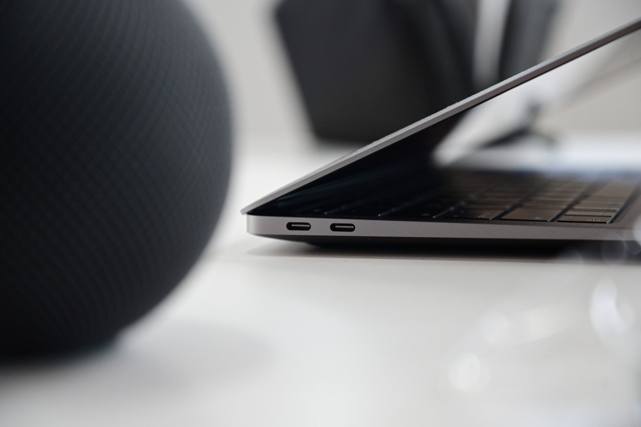 A headphone jack and two Thunderbolt ports appear on both versions of the MacBook Air.