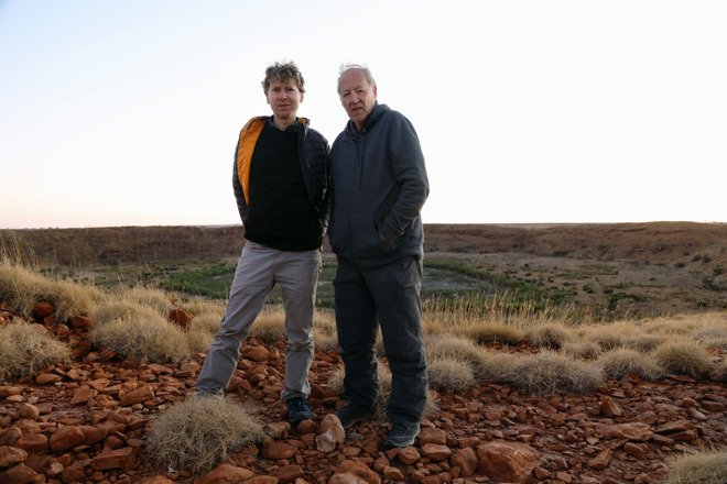 Clive Oppenheimer and Werner Herzog behind the scenes of