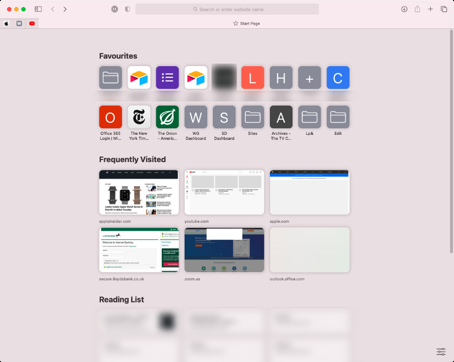 Safari's Start Page can have a plain background and just a few Favorite sites listed