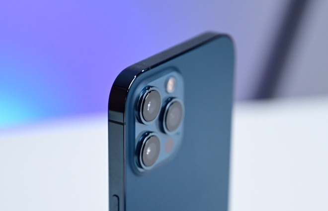 A closeup of the iPhone 12 Pro Max camera