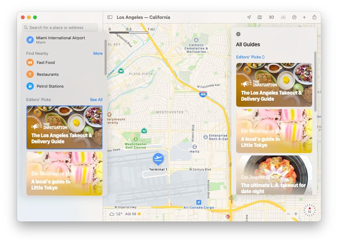 Guides in Maps can tell you all about hot spots to eat in an area. 