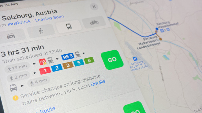 Transit directions have begun to roll out for Austria in Apple Maps