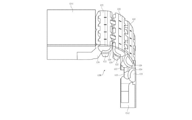 The multi-link hinge structure described in the patent. Credit: Apple