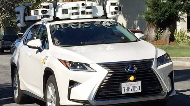 A Project Titan Lexus with a LIDAR array.