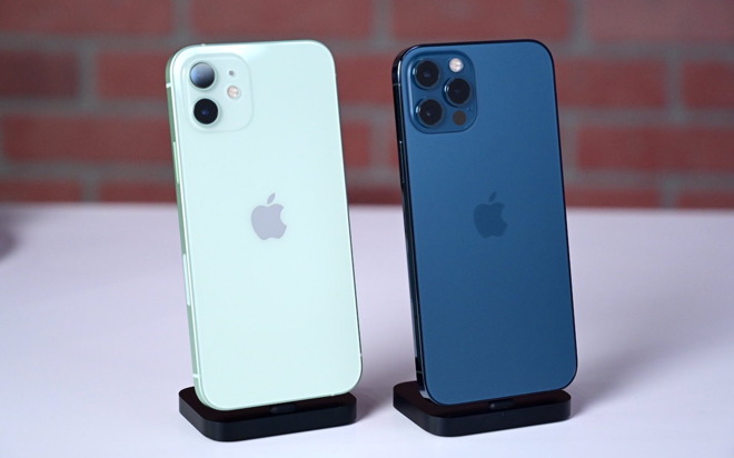 The iPhone 12 (left), and iPhone 12 Pro (right)