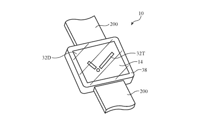 Detail from the patent showing how a Watch face can be displayed
