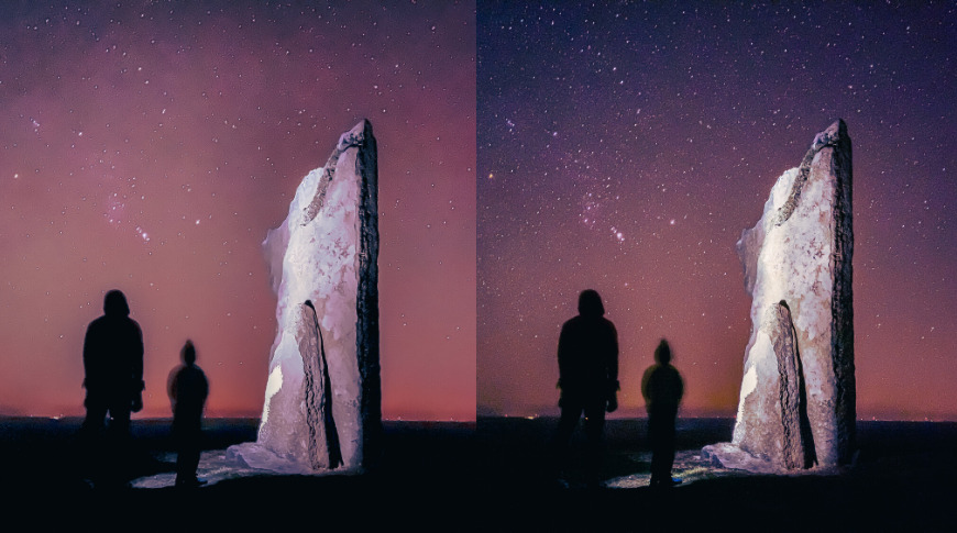 HEIC (left) erases the stars vs ProRAW (right) Image Credit: Austin Mann