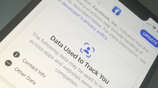 Facebook's privacy notice in the App Store