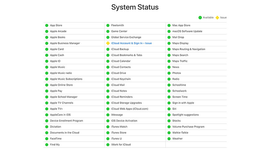 Apple system status notes outages for App Store, Mac App Store