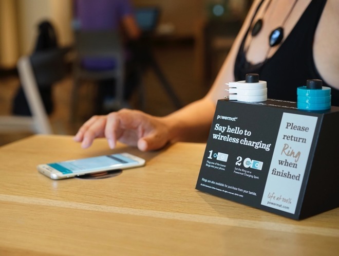 Starbucks had wireless charging points in its stores supporting PMA over Qi, ones that had to be updated to recharge iPhones