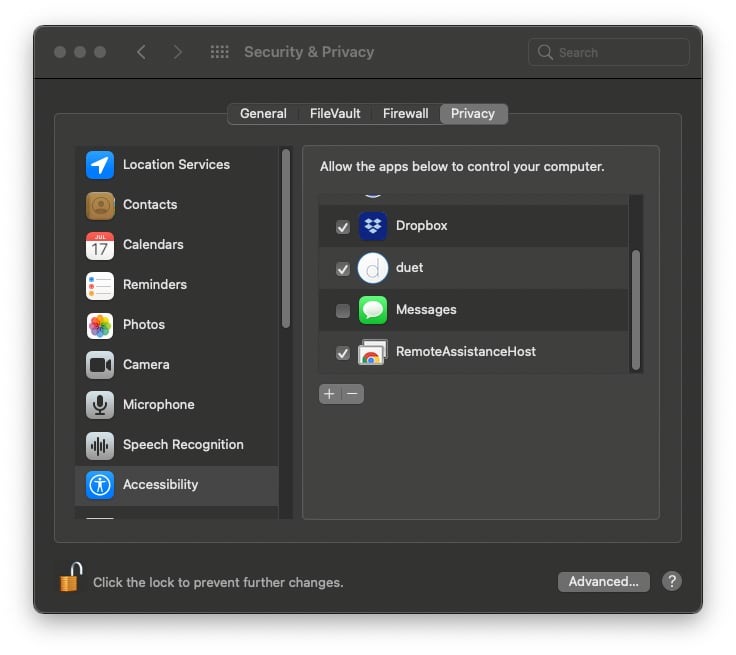 Using Chrome Remote Desktop in macOS requires the granting of permissions. 