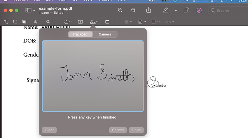 how to insert signature in pdf macbook