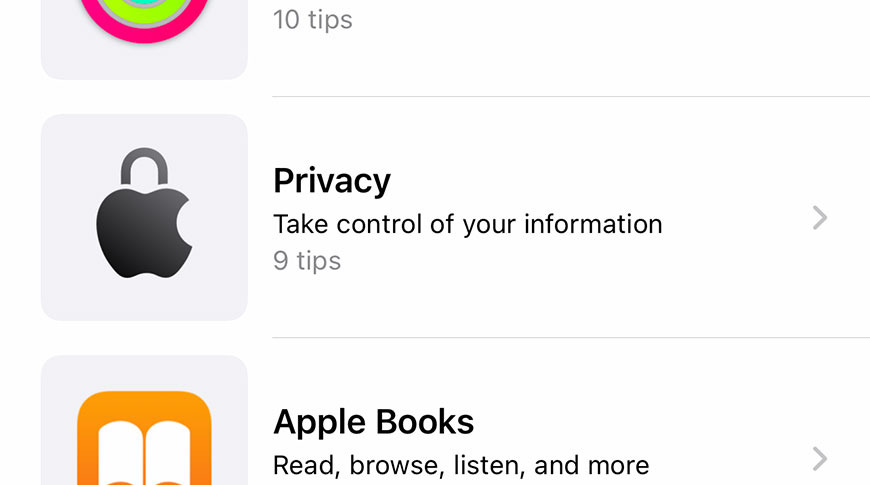 photo of Apple adds 'Privacy' collection to iOS Tips app image