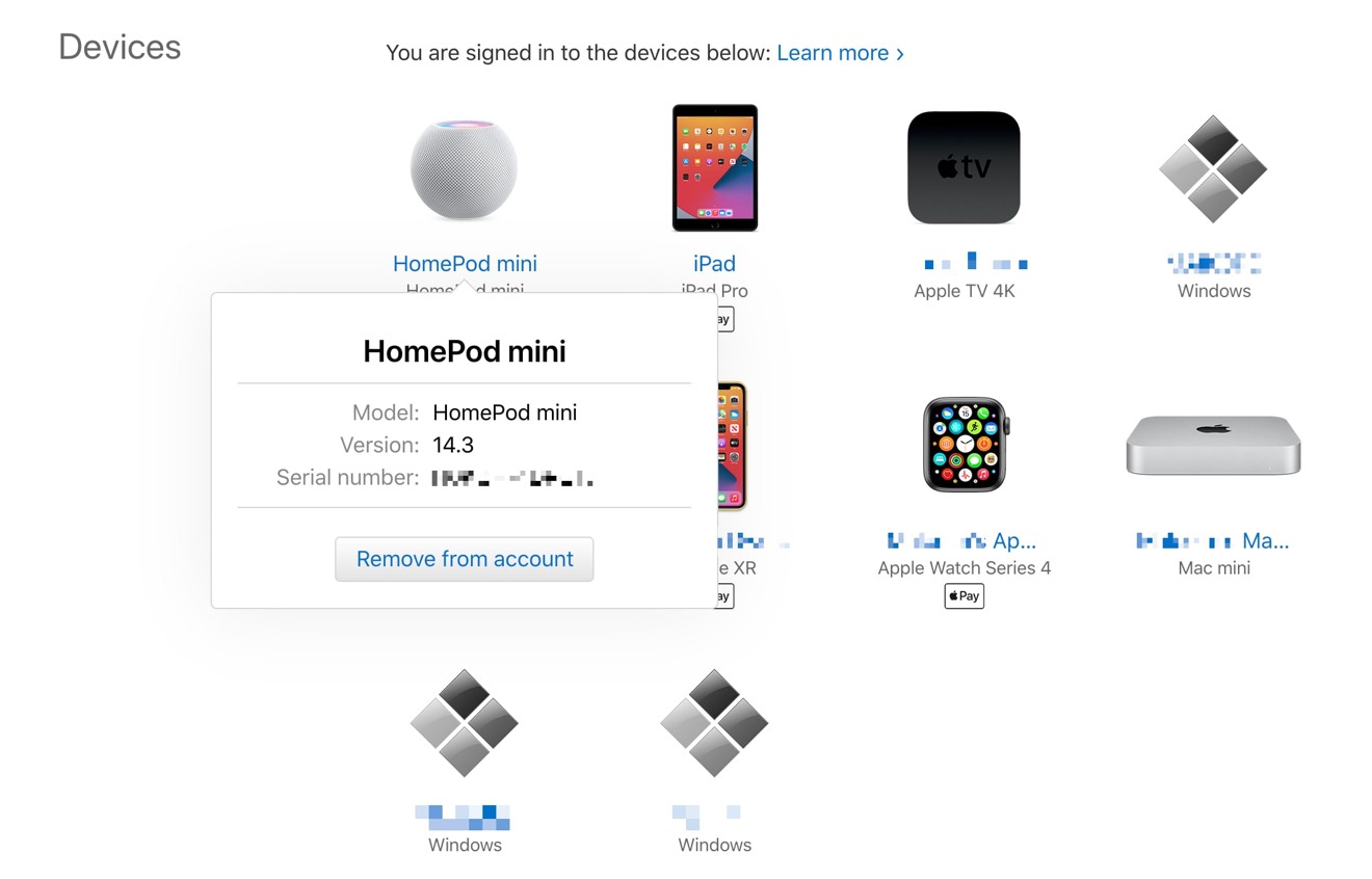 Your Apple ID management page can show the serial number for many logged-in devices. 