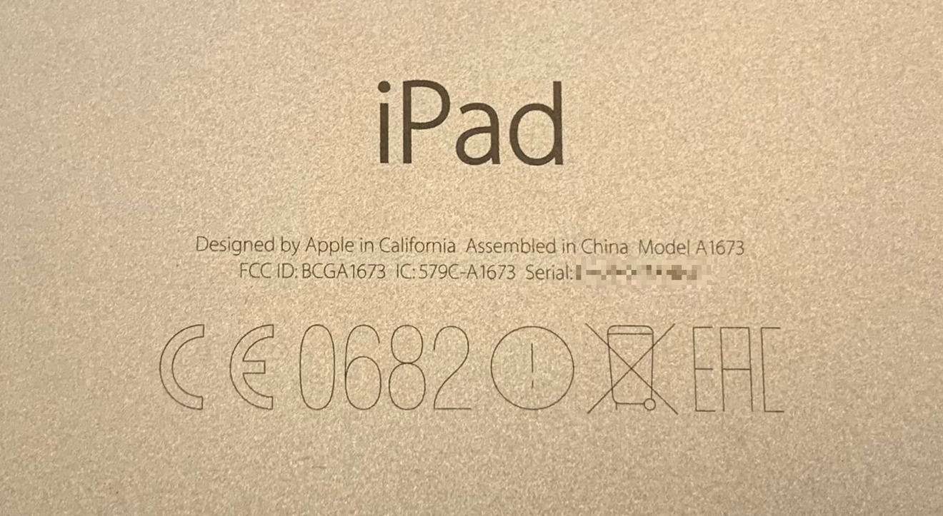 You can find your iPad serial number on the back alongside regulatory information. 