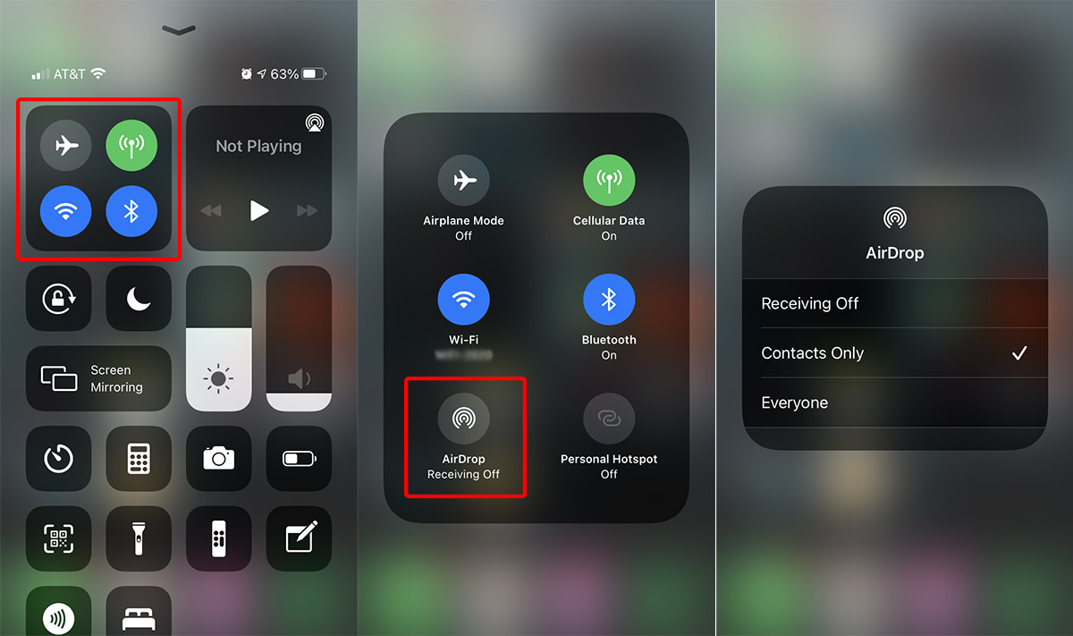 Turning on AirDrop is best handled in the iOS Control Center on iPhone and iPad.