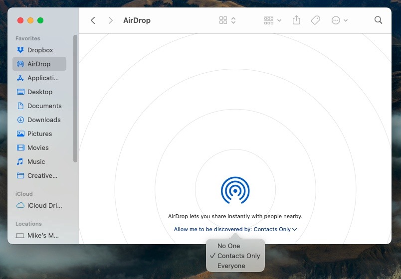 howe to find airdrop on mac