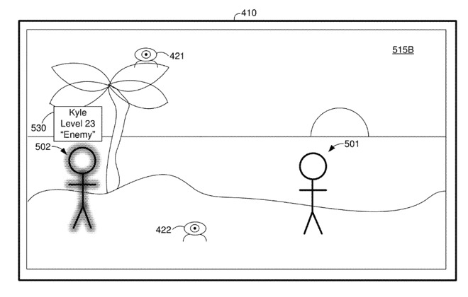 Detail from the patent. Figures 501 or 502 could be excluded from the CGR environment
