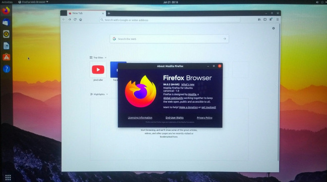 Firefox running on Linux Ubuntu