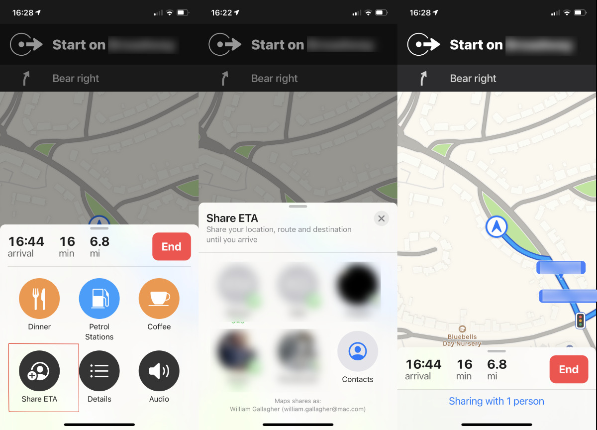 Sharing ETA only works with car rides, not transit