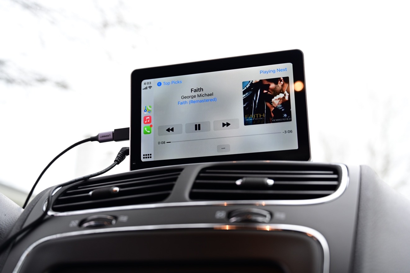 Apple Music playing through CarPlay on the Intellidash+ speakers