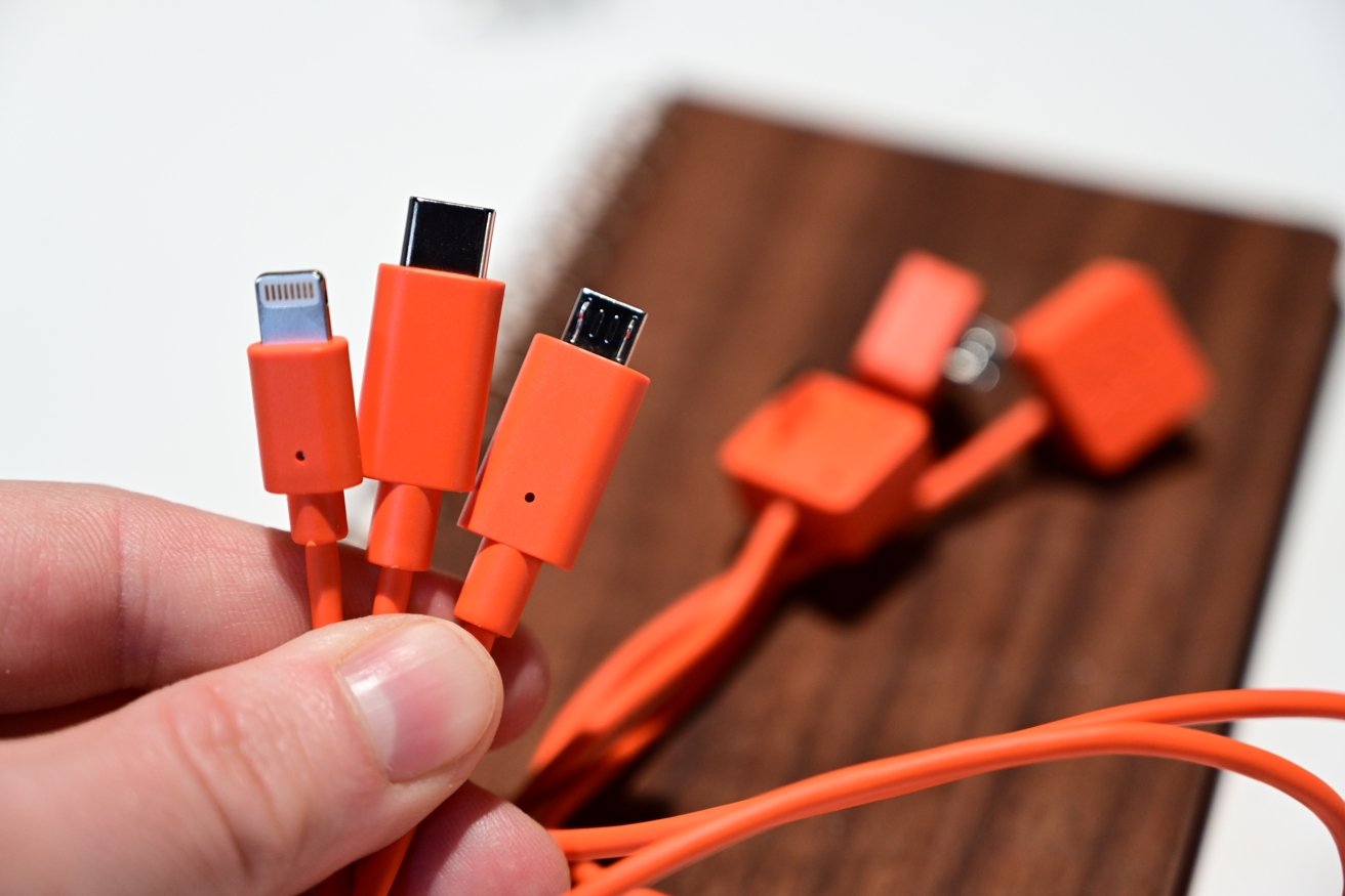 LaCie BOSS SSD includes three import cables —  Lightning, USB-C, and micro USB