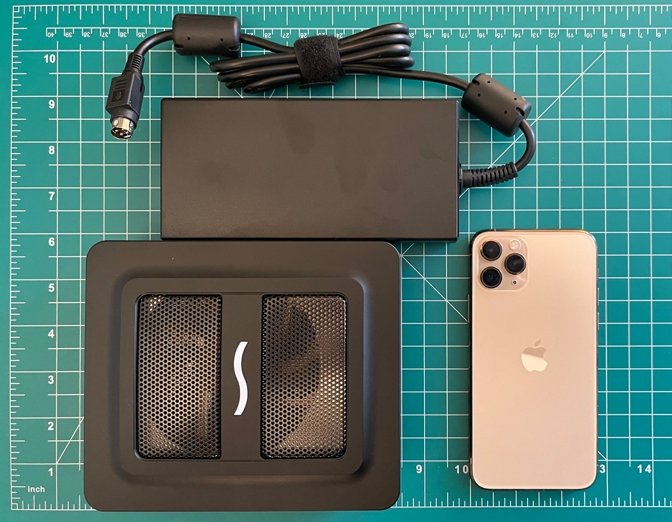 The power brick is half the size of the Breakaway Puck. (iPhone 11 Pro for scale)