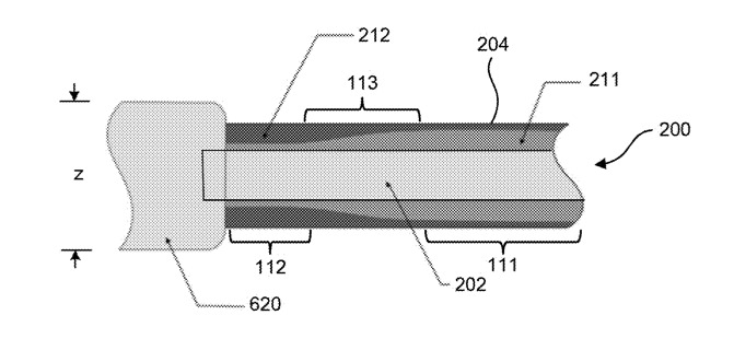 Detail from the patent application showing one combination of layers of cable and protective covering