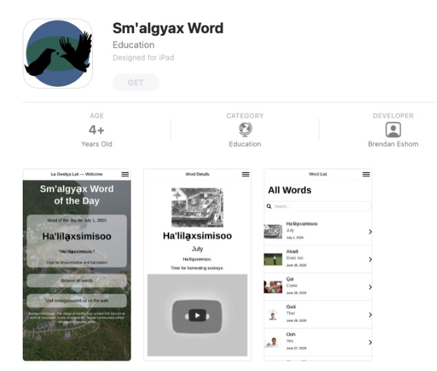 Aplicación Sm'algyax Word en app store