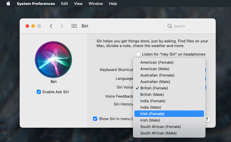 How to change Siri's voice on Mac
