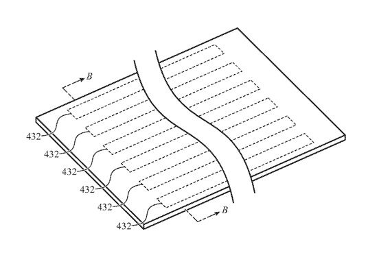 Detail from the patent showing one system of interweaving multiple sensors