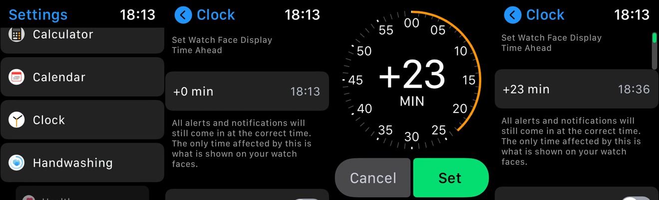 Setting the time of an Apple Watch fast can be accomplished in Settings.