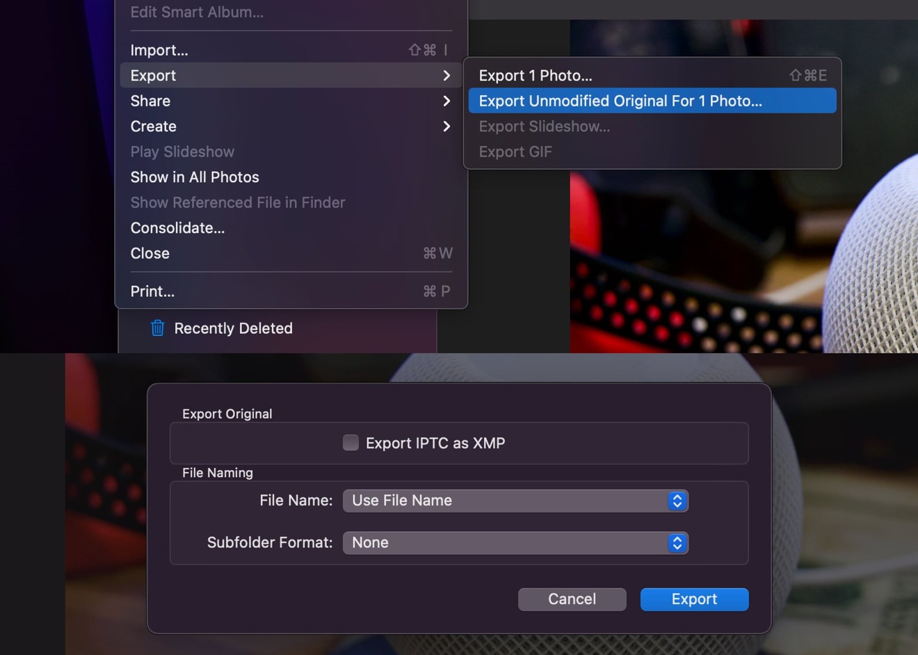 Make sure you use the correct option to export the RAW image from Photos