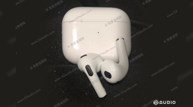 An alleged photo of the 'AirPods 3' and charging case [via 52Audio]