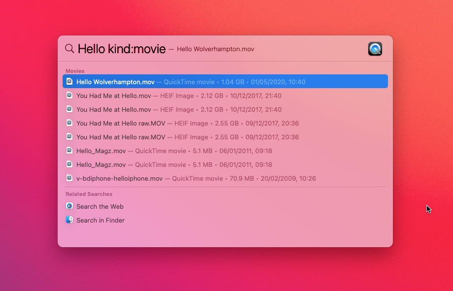 search for video files on mac