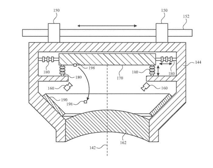 Detail from the patent application showing different ways a lens, or other optical device, could be moved to dislodge debris